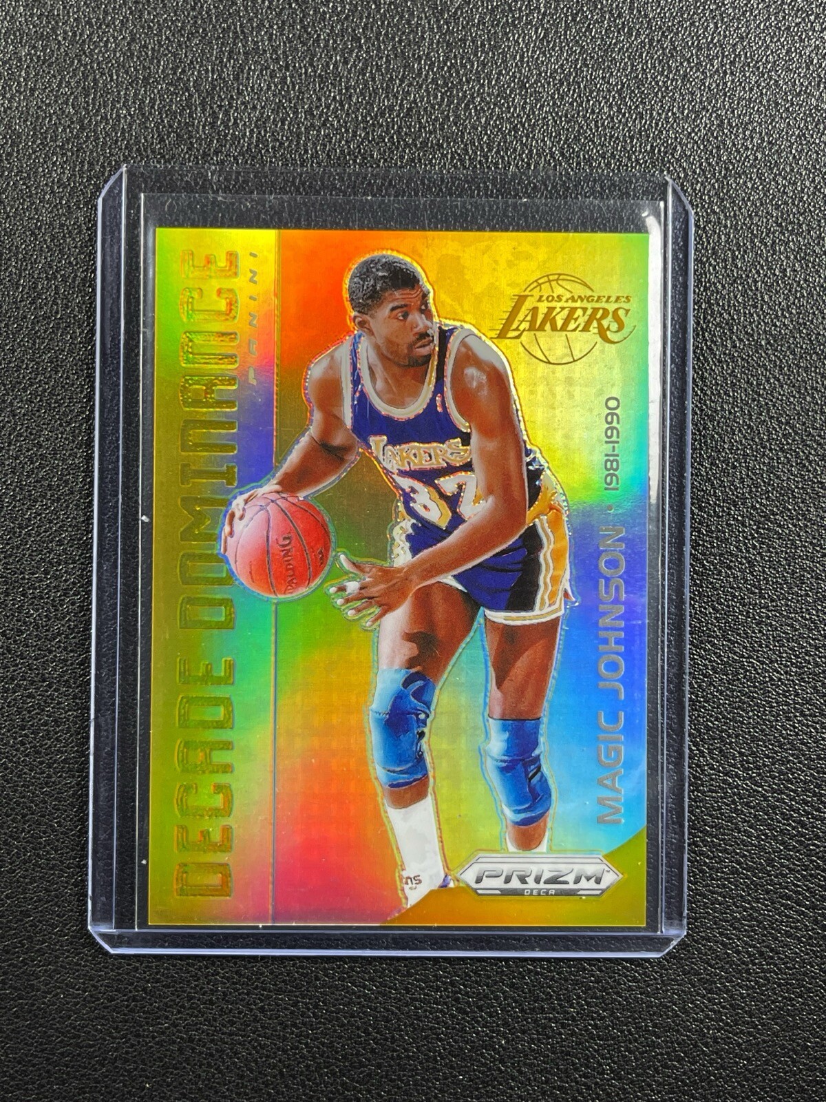 MAGIC JOHNSON 2023-24 PANINI PRIZM DECA #17 DECADE DOMINANCE GOLD 02/10