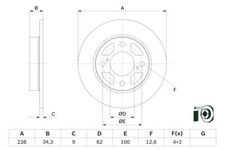 BOSCH 2x Bremsscheibe hinten Ø228 mm Voll beschichtet für Suzuki Swift V AZ 1.0