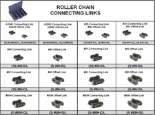 Roller Chain Connecting Link Assortment in Large Locking Metal Drawer, Tray