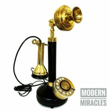 Gold Messing amerikanisches Festnetztelefon Vintage drehbares Zifferblatt...