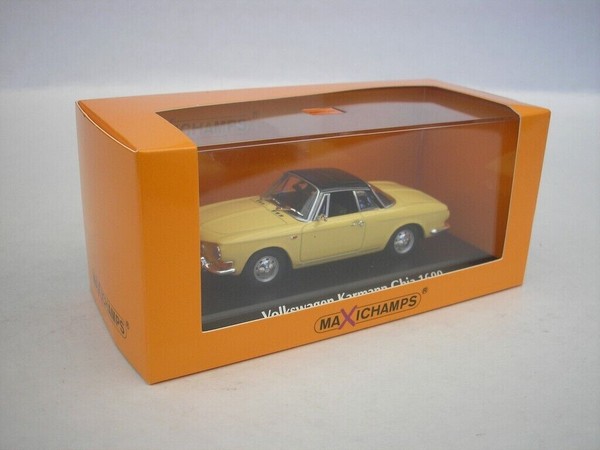 Vw Karmann 1600 Ghia Coupe 1955 Gelb Schwarz Dach Maxichamps 940050220 1:43-image