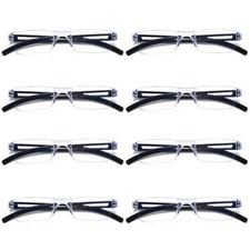 8PK Men Women Blue Light Blocking Reading Glasses Rimless Unisex Computer Reader