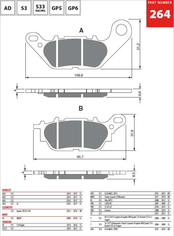 Goldfren Bremsbeläge 126 AD – Metall-keramisch, Für Motorrad, Hohe Bremskraft Bis 500°C, Trocken & Nass
