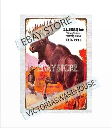 1938 moose outdoor gear hunting sportsman tin sign hiking camping