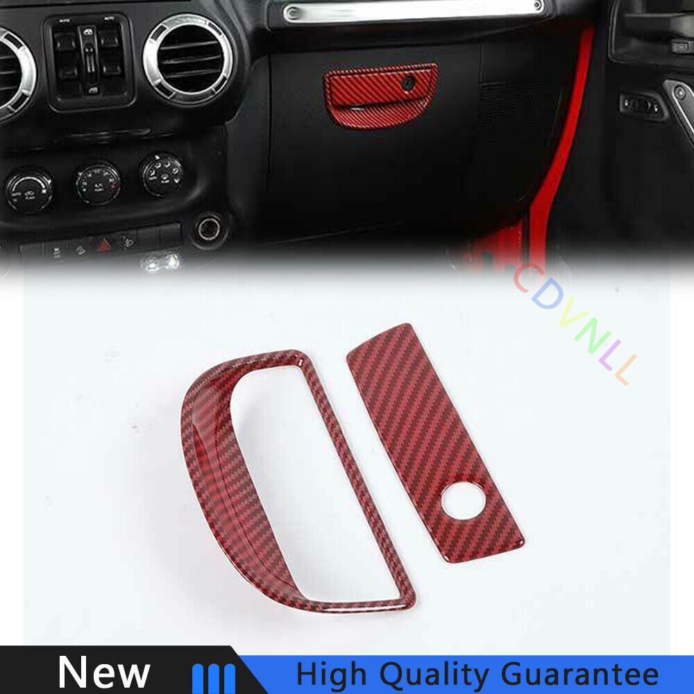 For Jeep Wrangler JK 2011-2017 Red Carbon Fiber Co-Pilot Storage Box Handle Bowl