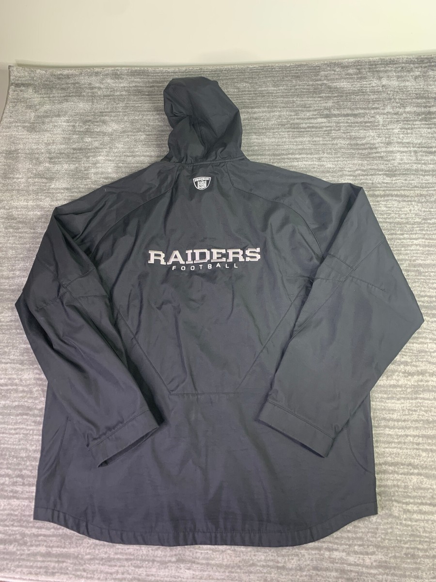 Oakland Raiders Jacket Reebok On Field Black Hooded Lined