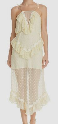 $950 Alice McCall Women's Yellow Ruffle Sleeveless Sheath Midi Dress Size  US 4 | eBay