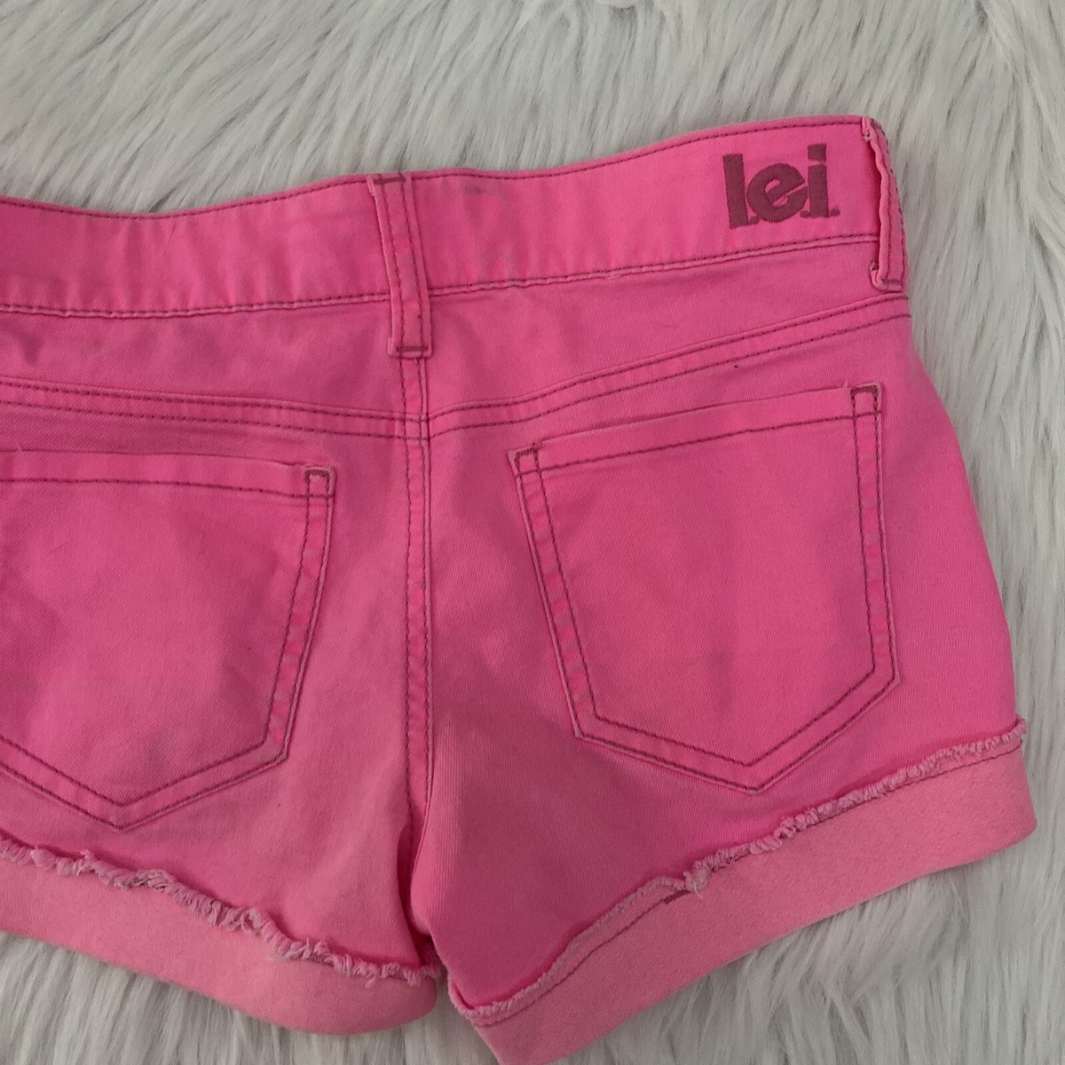 lei ashley low rise shorts hot pants neon pink size 3 stretch