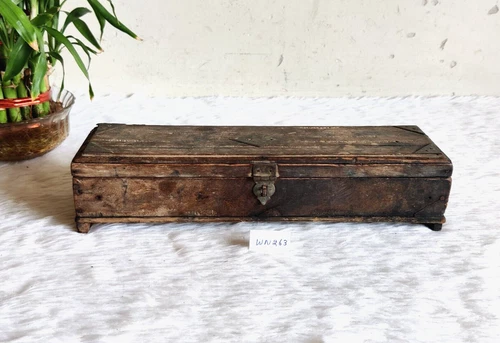 19c Antique 5 Compartment Wooden Pen Pencil Box Retro Office Collectible WN263