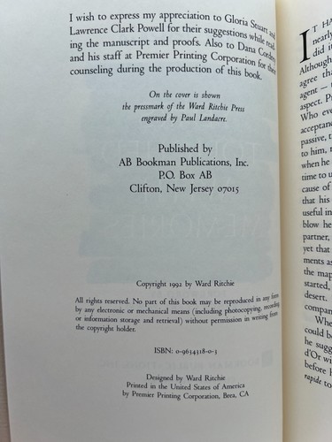 Jahre berührt mit Erinnerungen Ward Ritchie 1992 vorwärts von Lawrence Clark Powell - Bild 9 von 11