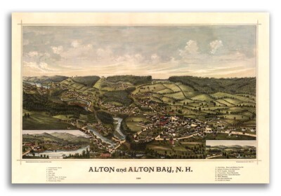 1888 Alton New Hampshire Vintage Old Panoramic City Map - 16x24