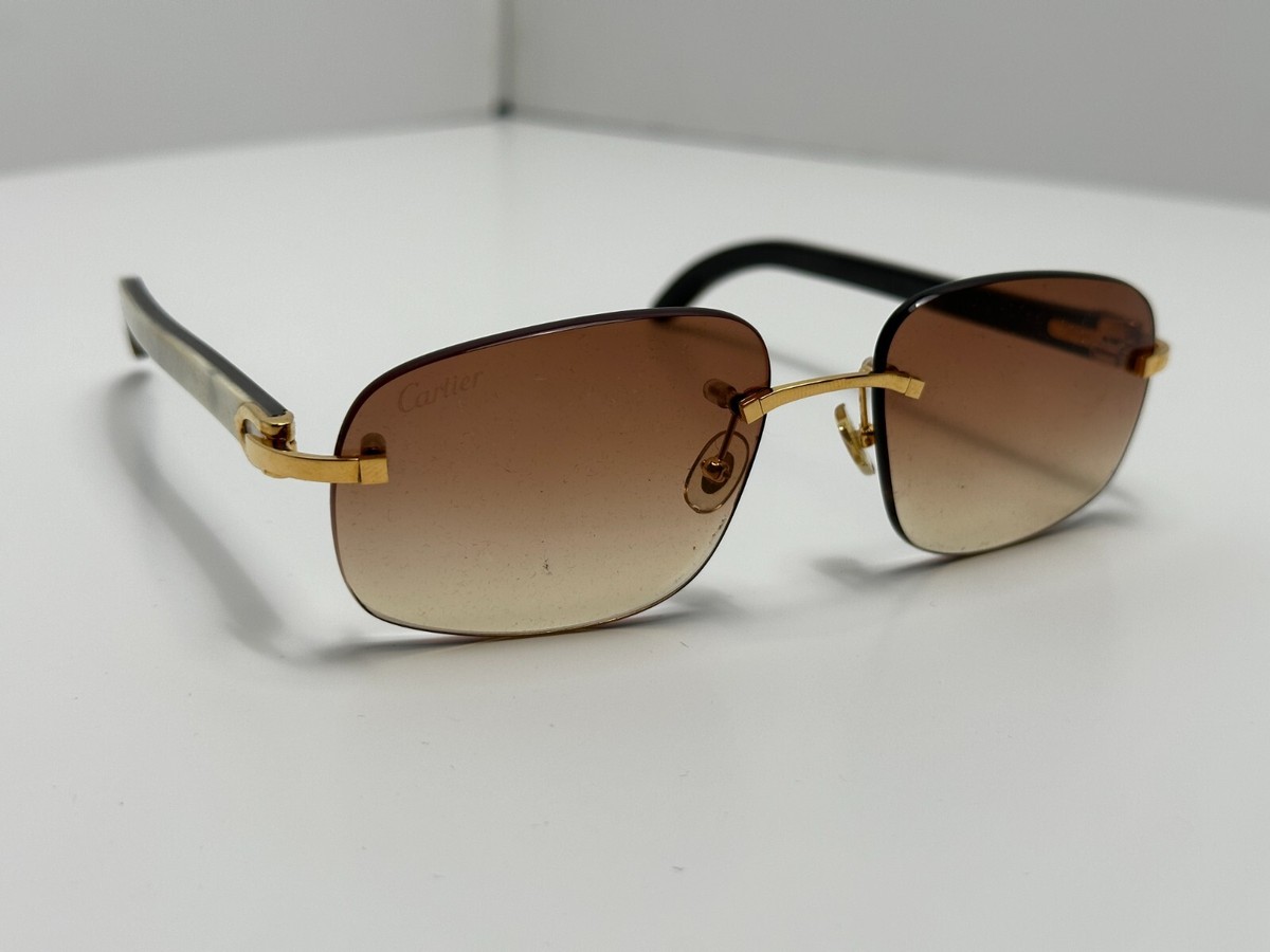 Cartier White Buffalo Horn Sunglasses w/ Gold Hardware CT0047S-001