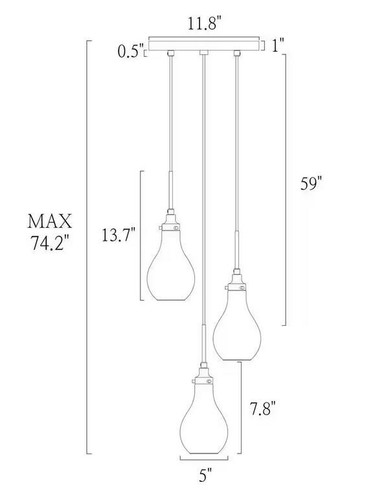 Transitional Kitchen Island Cluster Pendant Light 3-Light Plating Brass Fixture - Picture 2 of 4