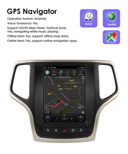 For Jeep Grand Cherokee 2014-2020 Car Radio Stereo Carplay Gps Navi Tesla Style - Picture 16 of 20