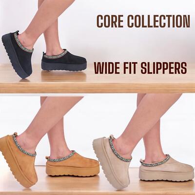 CORE COLLECTION'S DAMEN DAMEN BEQUEME FLAUSCHIGE GROBE PLATEAU HAUSSCHUHE 