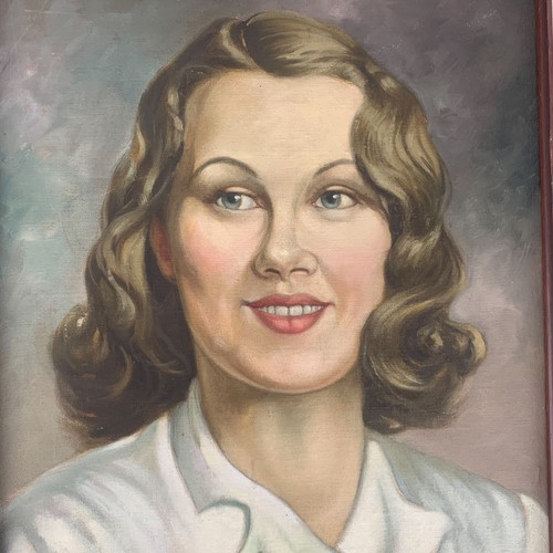 Stunning Vintage Portrait Classy 50s Lady Acrylic Painting Board Signed Framed - Picture 6 of 10