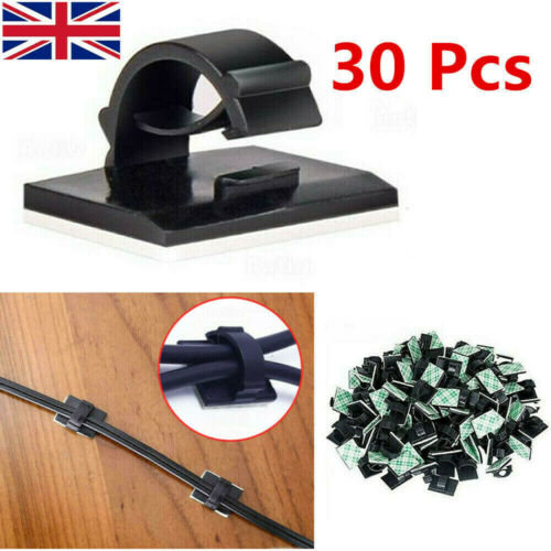 30 pack Self Adhesive Stick-on Cable Ties Wire Cable Base Clamp Clip Holder Set - Picture 4 of 10