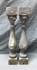 Par De Balaustres De Colección Gruesos 3X17 Gris Shabby Husillo Porche Old Chic 43-23B