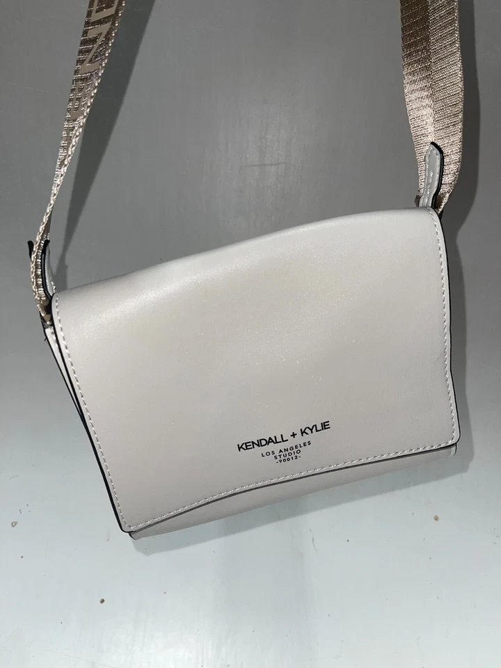 KENDALL + KYLIE Genuine White Leather Snap Button Crossbody Shoulder Bag Purse - Image 2 of 4