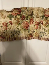 2 Set Waverly Madeleine Floral - Antique Ruffled Scalloped Valance 50x17