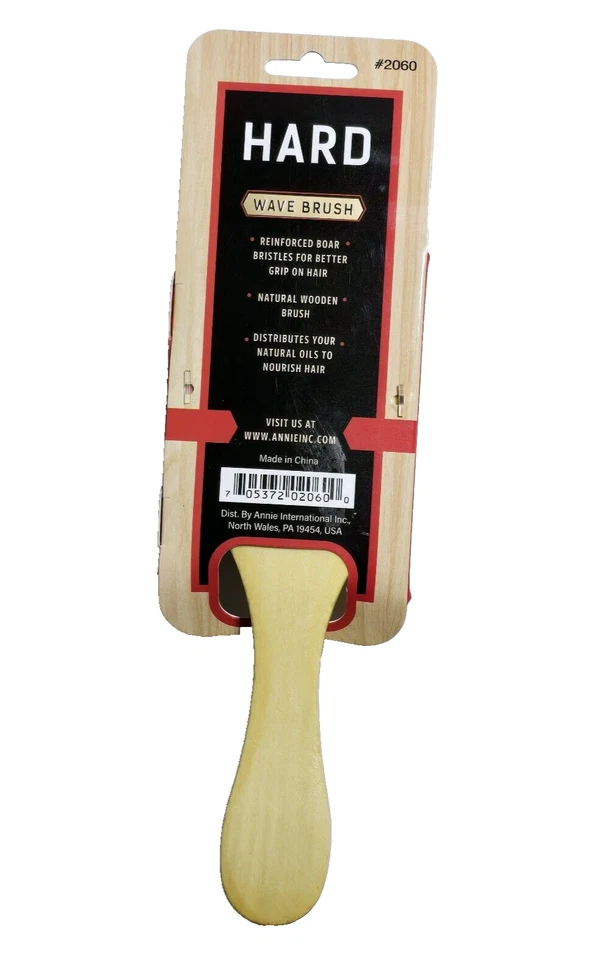 Nuevo cepillo de cerdas de jabalí de onda dura Annie 2060 mango de madera acabado natural cabello nuevo con etiquetas Foto 2 de 4