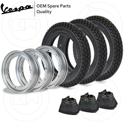 Coppia Di Ruote Complete Per Vespa 50 Special - 2 Cerchi Con Pneumatici Kenda K 333 Fascia Bianca 3.00-10 E Camere D'Aria - Foto 2