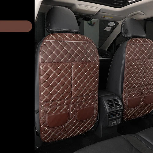 2Pcs Pu Leather Fit Car Seat Back Anti Kick Pad Seat Easy Clean Storage Bag - Foto 7 di 26