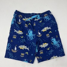 Carters 5T boys Swim trunks bottoms mesh lined navy with sharks octopus pirate
