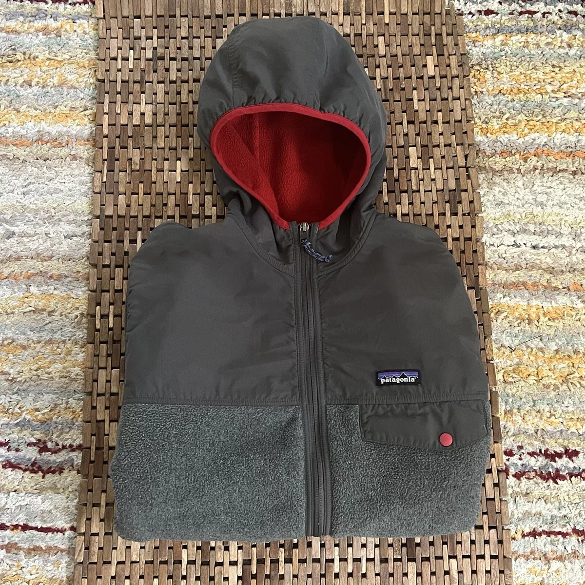 Patagonia Shelled Synchilla Snap T Hoodie Red Grey Fleece Jacket