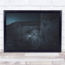 Night One Woman Stars Lights Fog Castle Mystery Wall Art Print