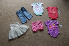 Lot of 6 Girls Assorted Pcs: Pants, Dress, Shorts and 3 Body 0-6 Months