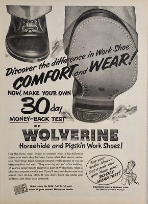 1956 Print Ad Wolverine Horsehide & Pigskin Work Shoes Farm Rockford,Michigan