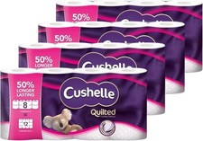 Cushelle Quilted Roll Tissue Paper Longer Extra Soft Absorbent - 32 ROLLS 8 X 4