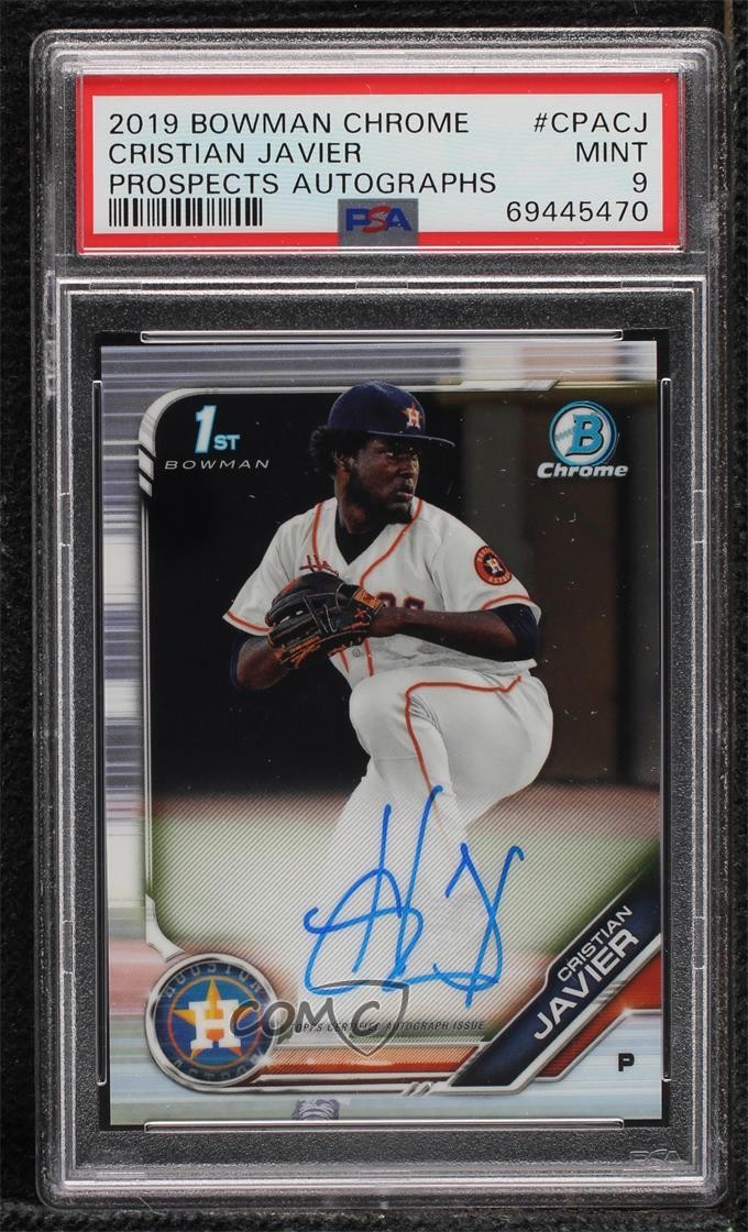 2019 Bowman Chrome Prospects Auto Cristian Javier #CPA-CJ PSA 9 MINT Auto 5l2