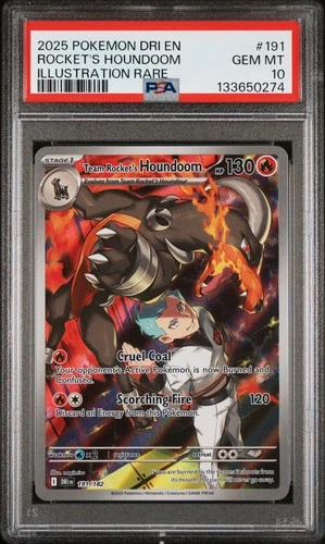 2025 POKEMON DESTINED RIVALS ILLUSTRATION RARE #191 TEAM ROCKETS HOUNDOOM PSA 10