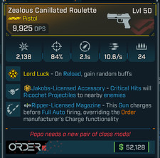 Borderlands 4 • Pistola Leggendaria • Pistola Squartatrice Roulette Lvl 50 • DLC 2 • PS PC XB