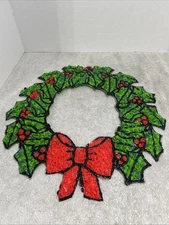 Popcorn Christmas Wreath Plastic Vintage Decor Wall Hang 17” Large Decoration