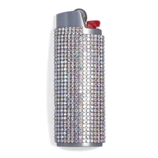 Bling Rhinestone Crystal Lighter Case Cover Sleeve Metal Shiny Lighters Holde...