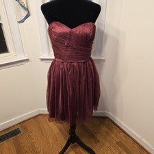 Lulus Strapless Tulle Mini Dress Maroon Party Cocktail Homecoming Wedding Sz M