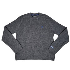 Abercrombie  Fitch Muscle Sweater Mens Large Gray Lambswool Cross Logo Light