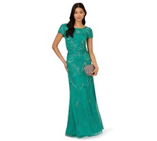 Adrianna Papell Women's Floral Sequin Gown - Exotic Jade - 6