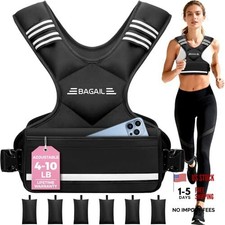 Adjustable Weighted Vest 4-10lb/12-18lb/20-32lb, Comfortable X 4-10 LB Black