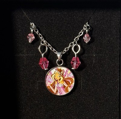 Winx Club Flora Enchantix Fairy Necklace 18  Stainless Steel Resin Handmade