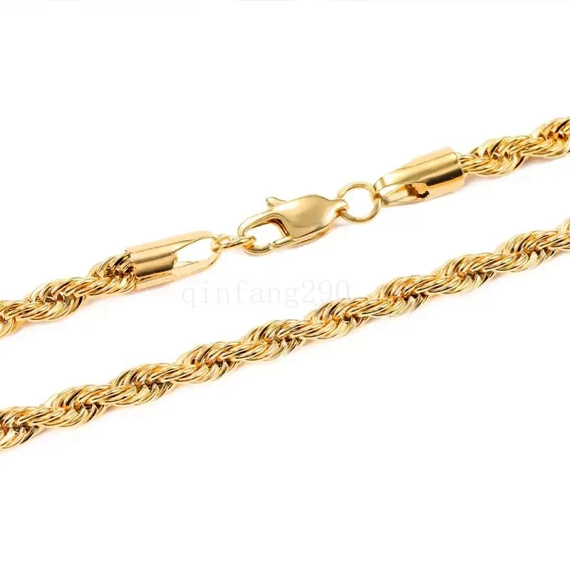 Collar de cadena de oro amarillo de 10 quilates de 3-5 mm para hombre de 18" 20" 22" 24" Foto 2 de 4