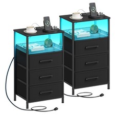 LED Nightstands with Charging Station