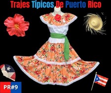 TRAJES TIPICOS FLOREADO DE PUERTO RICO, JIBARA PLENA PUERTORRIQUEÑA 3PC #6 y #7