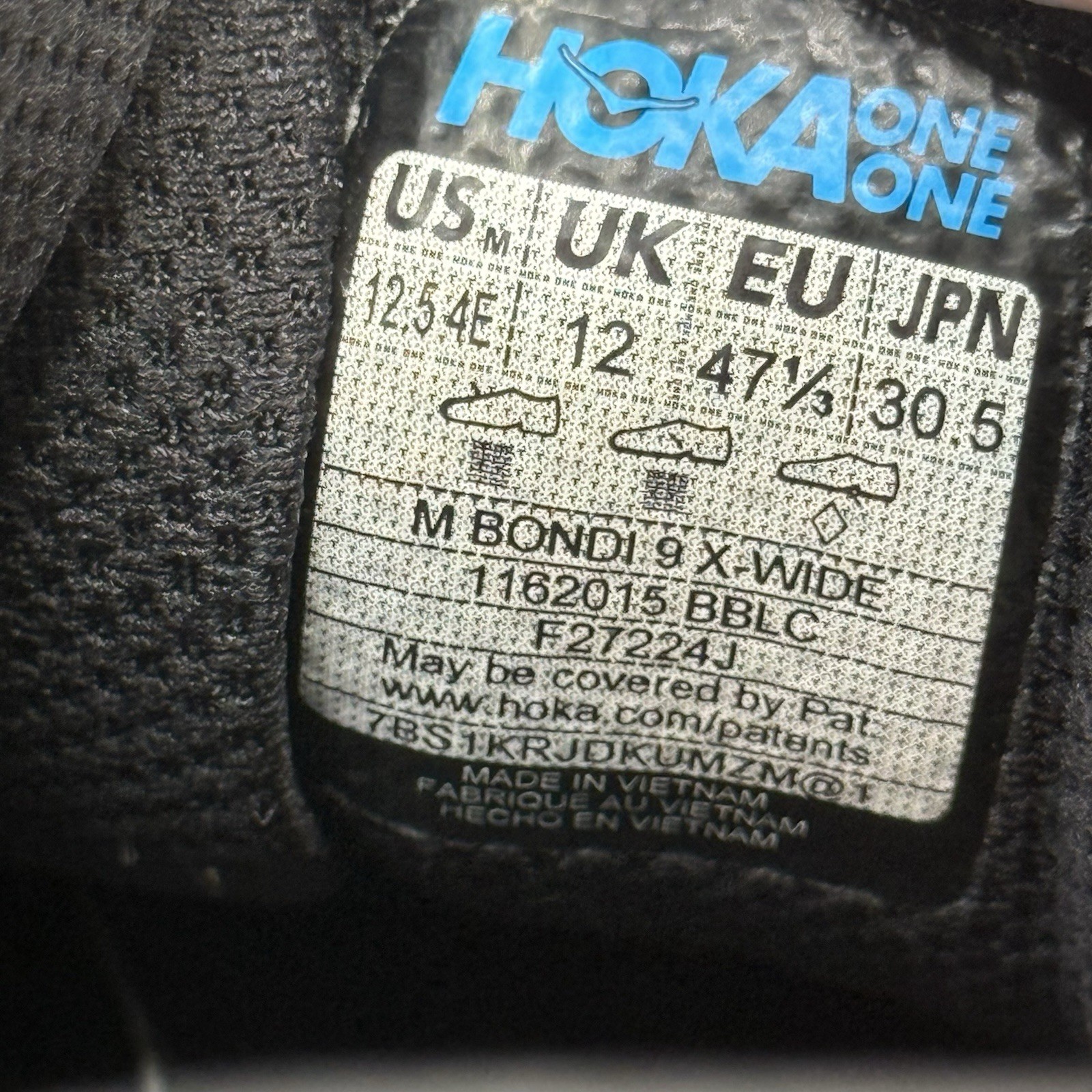 Hoka One One Bondi 9 Shoes Mens Size 12.5 4E WIDE Triple Black thumbnail 8