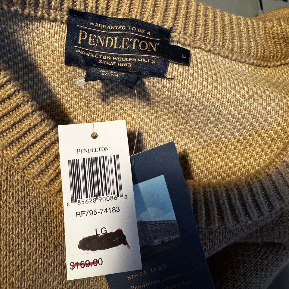 Pendleton Mission Trails Crew Neck Sweater Men's Large Brown Aztec Cowboy NEW - Image 4 of 4