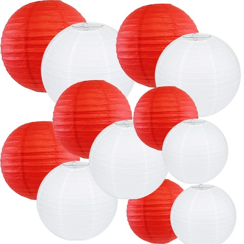 12Pcs Round Paper Lanterns Assorted Sizes (6" 8" 10" 12") for Home Decor, Res...