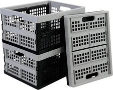 3 Packs Plastic Folding Milk Crate 16 Quart Collapsible Storage Crates